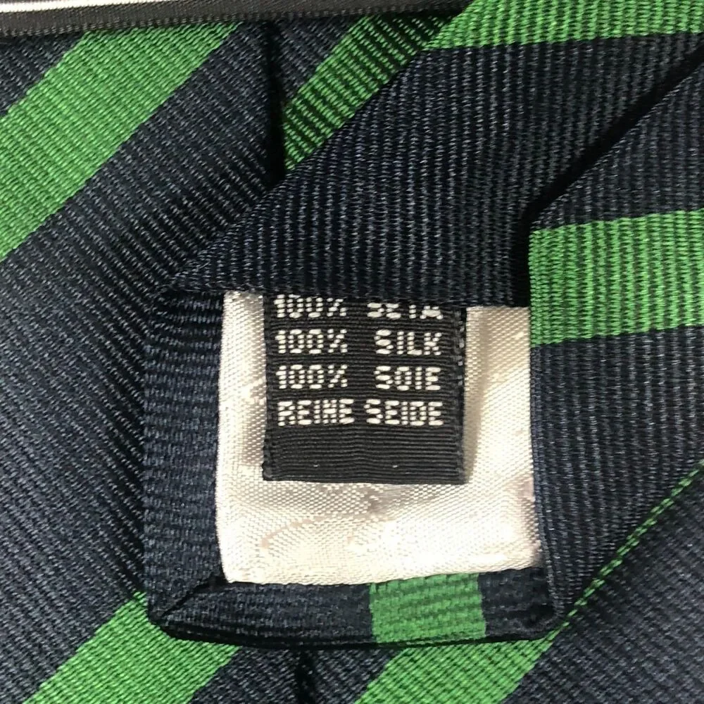 Vintage Angelo Stanganini Firenze Rep Silk Tie Navy Blue Green Stripe Italy